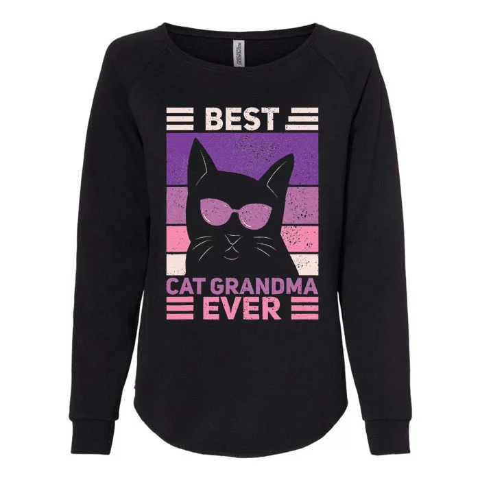 Best Cat Grandma Ever Women Cat Lover Funny Black Cat Themed Womens California Wash Sweatshirt