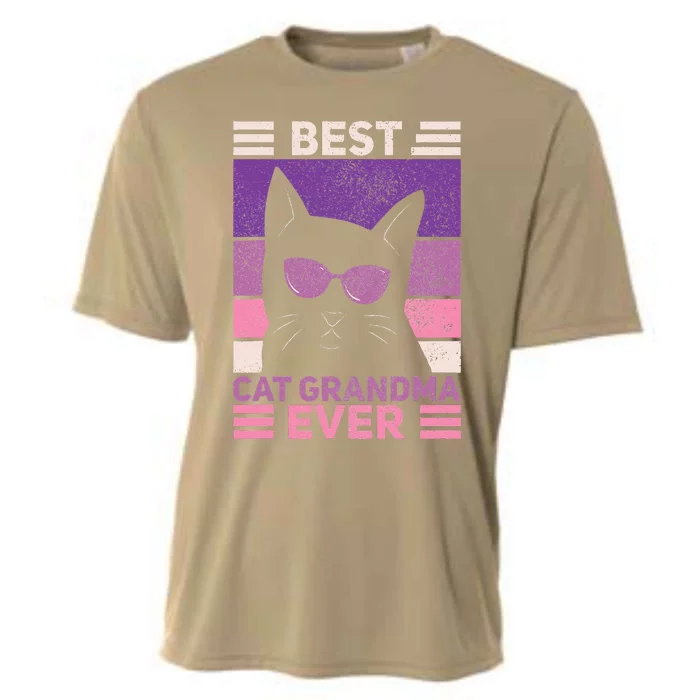 Best Cat Grandma Ever Women Cat Lover Funny Black Cat Themed Cooling Performance Crew T-Shirt