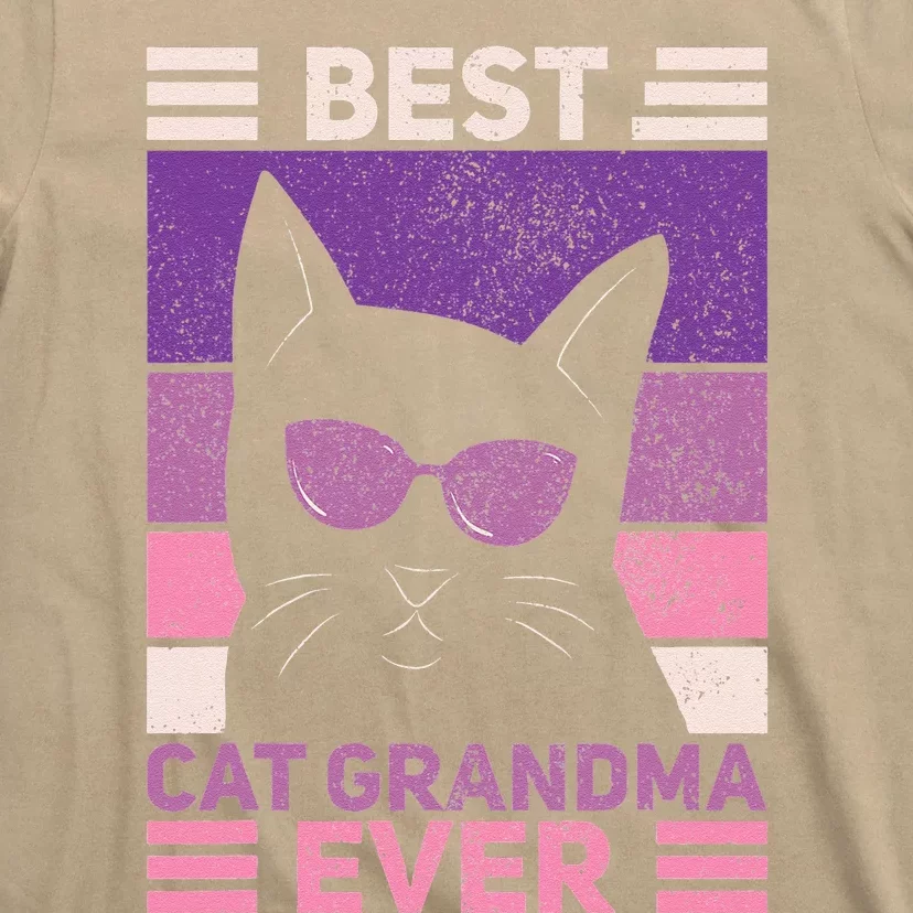 Best Cat Grandma Ever Women Cat Lover Funny Black Cat Themed T-Shirt