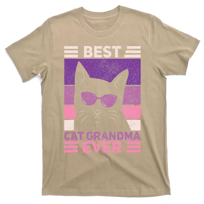 Best Cat Grandma Ever Women Cat Lover Funny Black Cat Themed T-Shirt