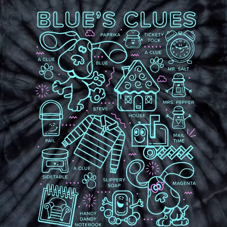 Blue's Clues Group Shot Outline Collage Tie-Dye T-Shirt