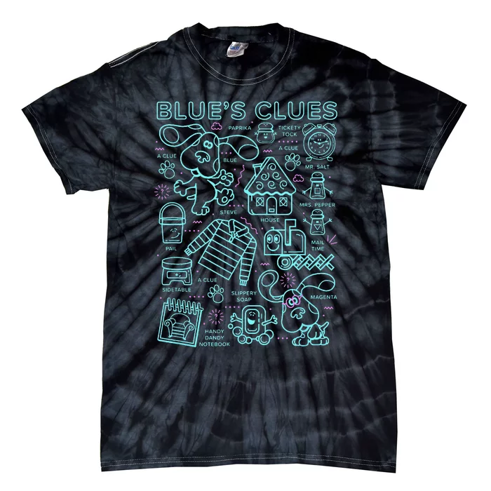 Blue's Clues Group Shot Outline Collage Tie-Dye T-Shirt