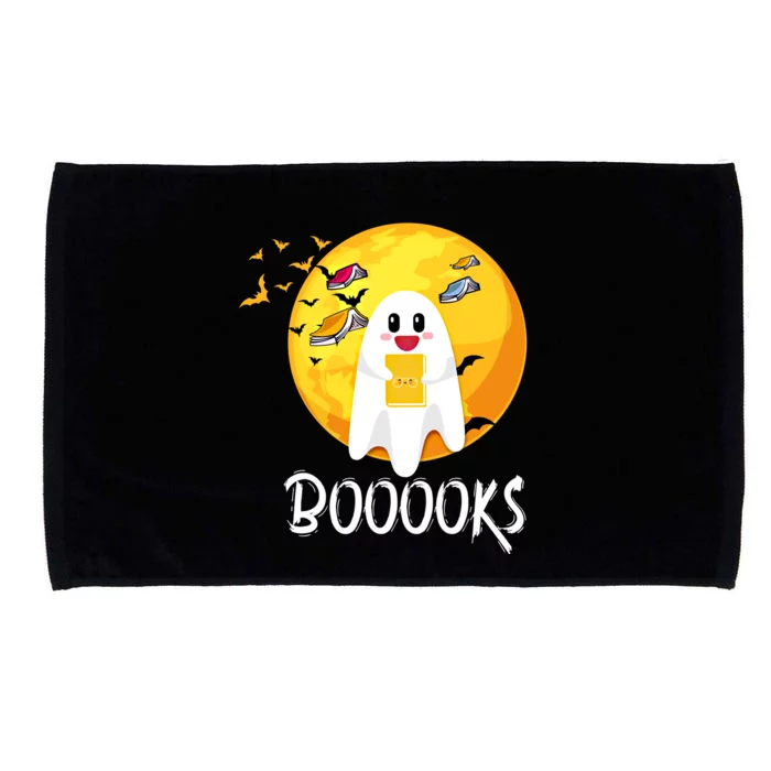 Booooks Cute Ghost Reading Books Teacher Librarian Halloween Cute Gift Microfiber Hand Towel