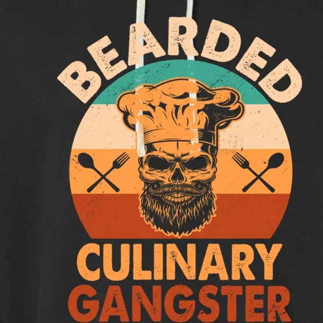 Bearded Culinary Gangster Cooking Funny Bbq Griller Chef Gift Garment-Dyed Fleece Hoodie