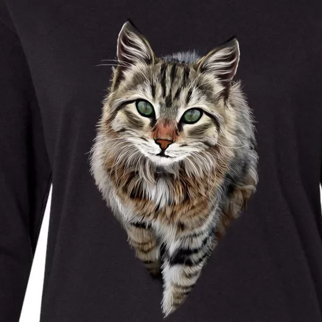 Brown Cat Green Eyes Cats Gifts Womens Cotton Relaxed Long Sleeve T-Shirt