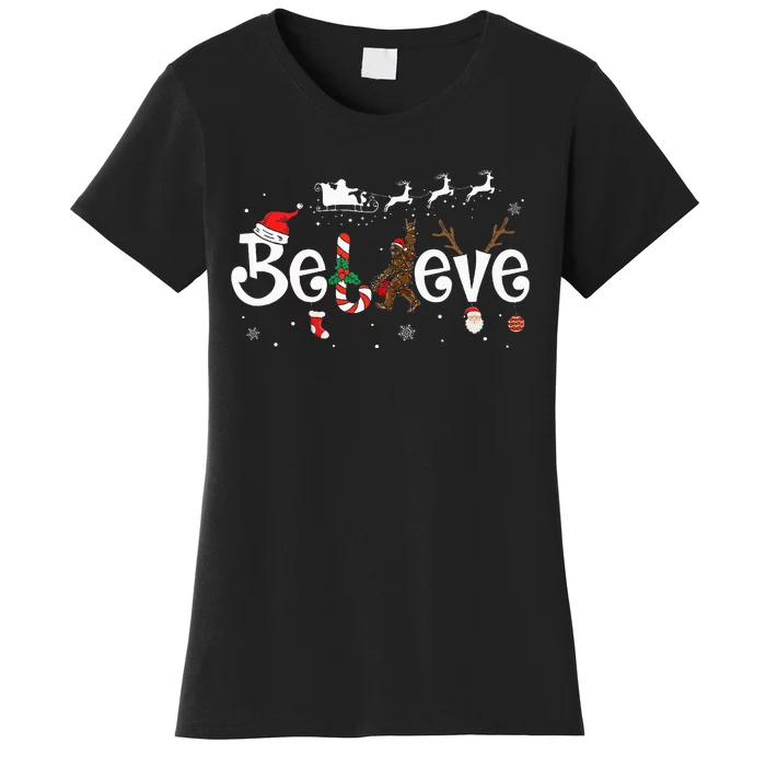 Bigfoot Christmas Gifts For Funny Christmas Women's T-Shirt