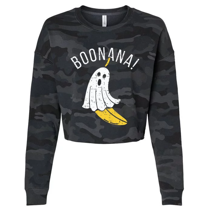 Boonana Cute Ghost Banana Halloween Costume Cropped Pullover Crew