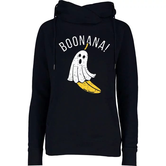 Boonana Cute Ghost Banana Halloween Costume Womens Funnel Neck Pullover Hood