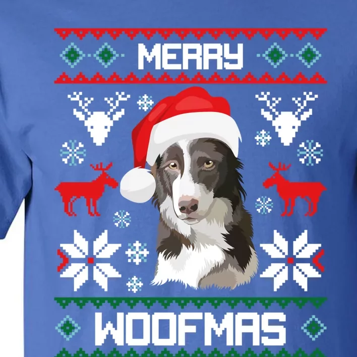 Border Collie Gift For Merry Christmas Woofmas Clothes Gift Tall T-Shirt