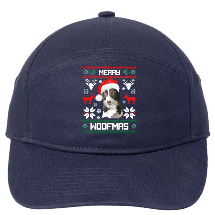 Border Collie Gift For Merry Christmas Woofmas Clothes Gift 7-Panel Snapback Hat