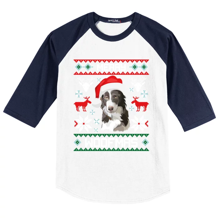 Border Collie Gift For Merry Christmas Woofmas Clothes Gift Baseball Sleeve Shirt