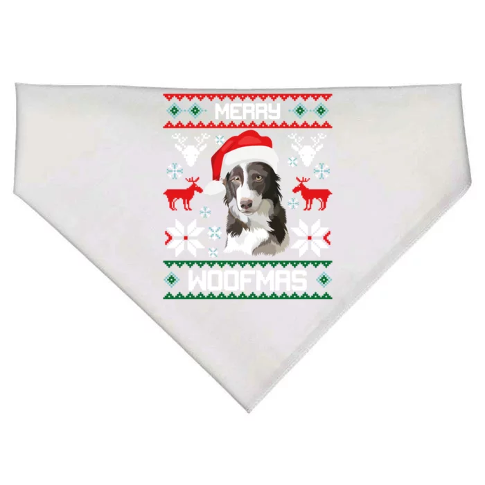 Border Collie Gift For Merry Christmas Woofmas Clothes Gift USA-Made Doggie Bandana