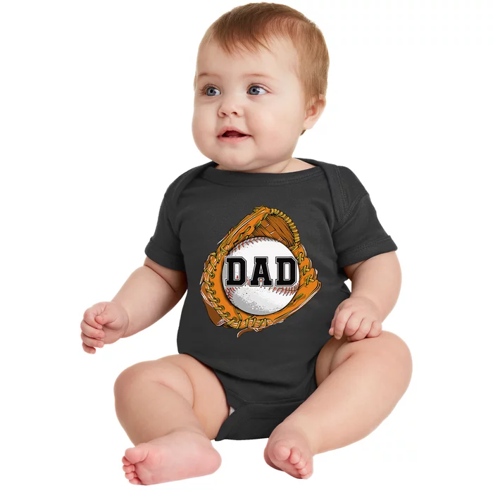 Baseball Catch Glove Baseball Dad Baseball Daddy Fathers Day Baby Bodysuit