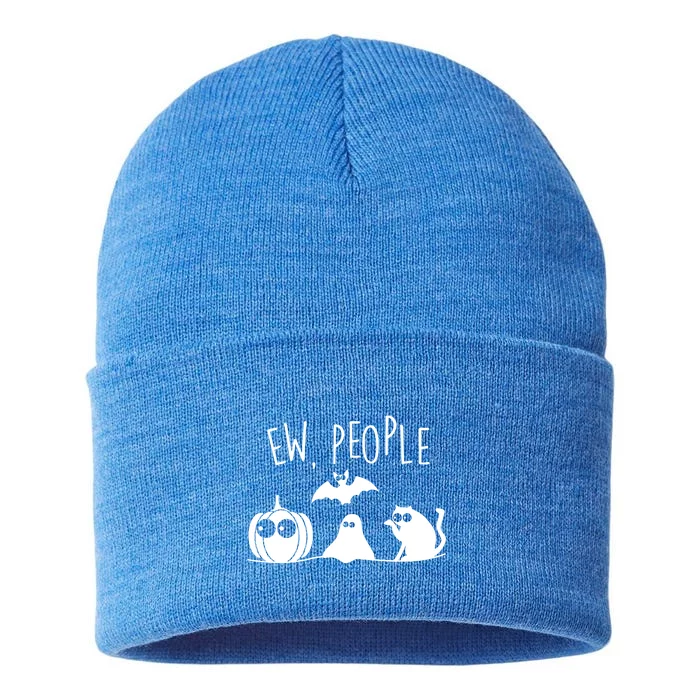 Black Cafunny Gift Funny Ew People Meowy Cat Lovers Meaningful Gift Sustainable Knit Beanie