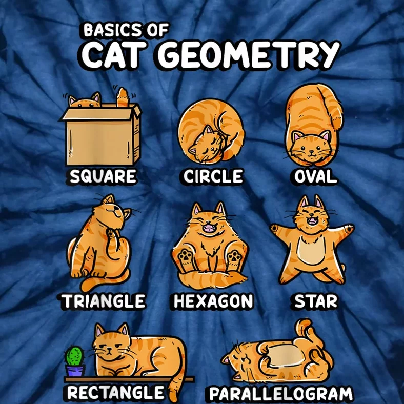 Basic Cat Geometry Cute Cat Cat Lover Cat Owner Math School Tie-Dye T-Shirt