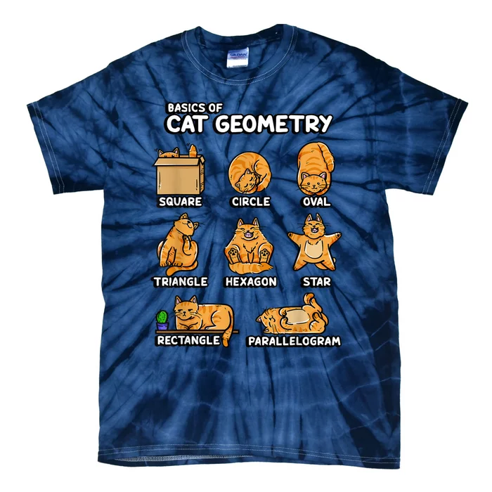 Basic Cat Geometry Cute Cat Cat Lover Cat Owner Math School Tie-Dye T-Shirt