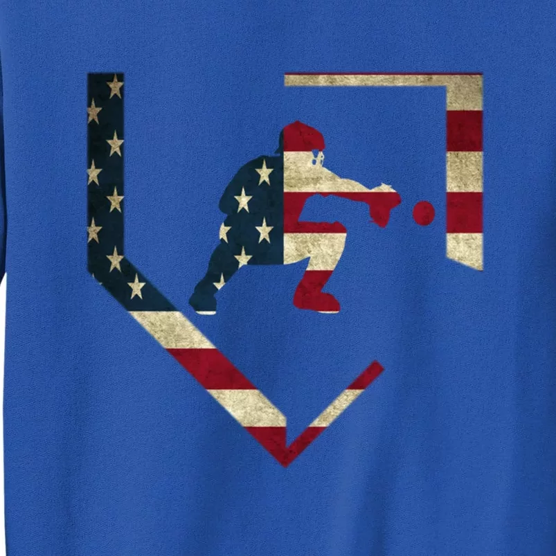 Baseball Catcher Gear Gift American Flag Baseballin Gift Sweatshirt