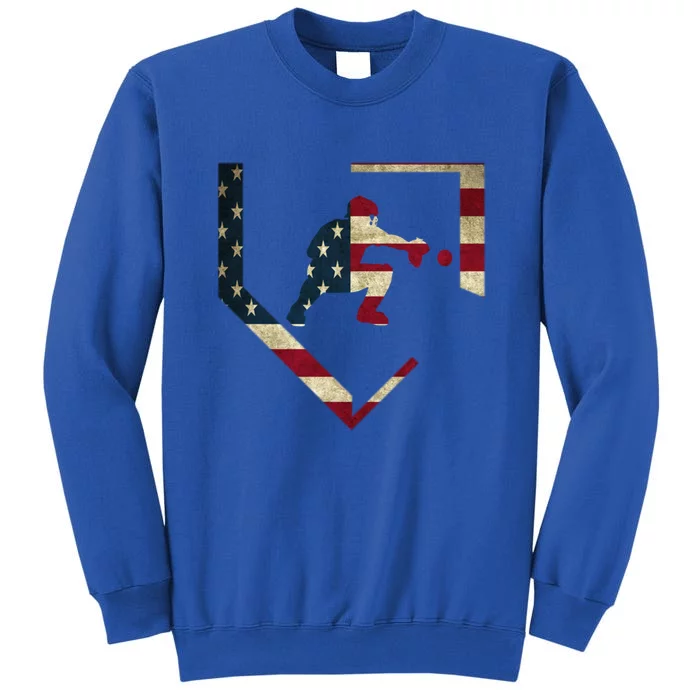 Baseball Catcher Gear Gift American Flag Baseballin Gift Sweatshirt