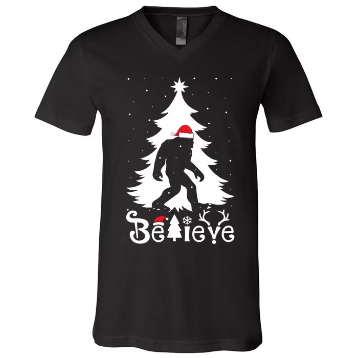 Bigfoot Christmas Gifts Funny Christmas V-Neck T-Shirt