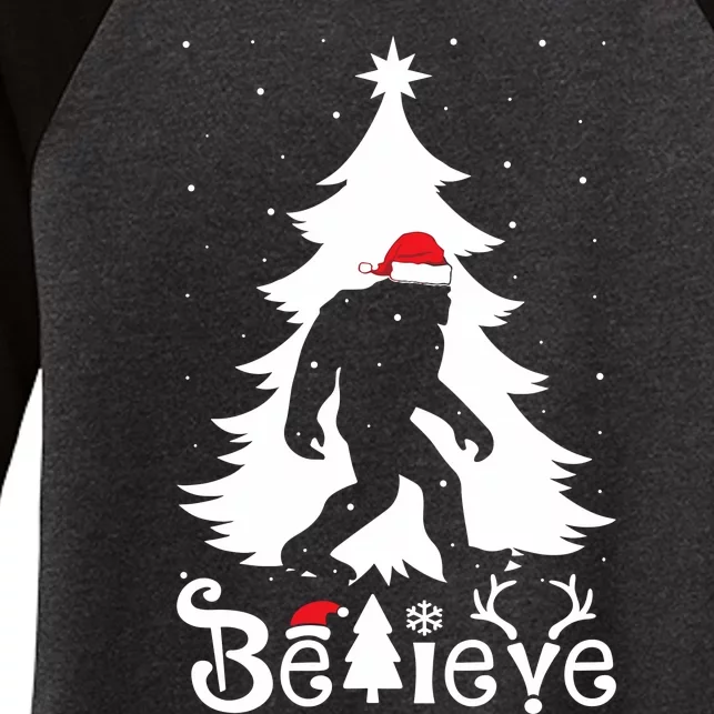 Bigfoot Christmas Gifts Funny Christmas Women's Tri-Blend 3/4-Sleeve Raglan Shirt