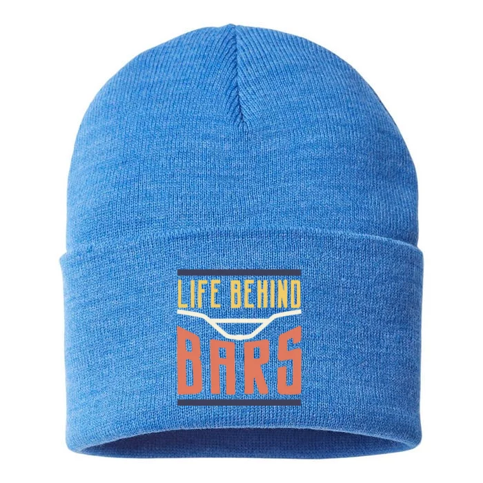 Bmx Cool Gift: Distressed Life Behind Bars Graphic Gift Tee Great Gift Sustainable Knit Beanie