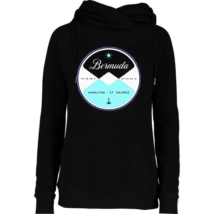 Bermuda Circle Graphic Womens Funnel Neck Pullover Hood