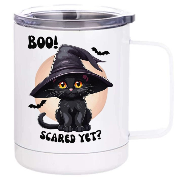 Black Cat Halloween Cute Vintage Black Kitten Boo YaLl Front & Back 12oz Stainless Steel Tumbler Cup