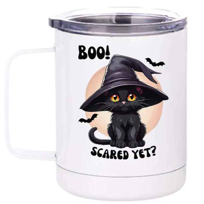 Black Cat Halloween Cute Vintage Black Kitten Boo YaLl Front & Back 12oz Stainless Steel Tumbler Cup