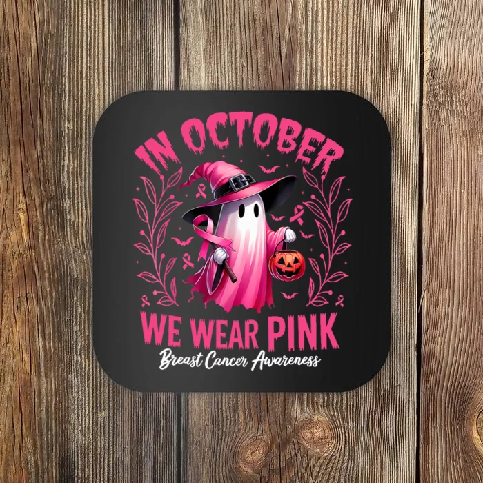 Breast Cancer Halloween In October We Wear Coaster