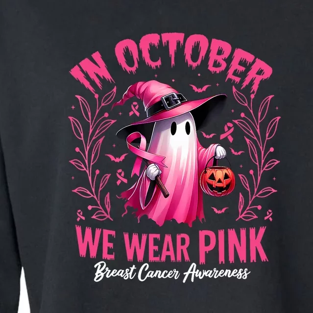 Breast Cancer Halloween In October We Wear Cropped Pullover Crew