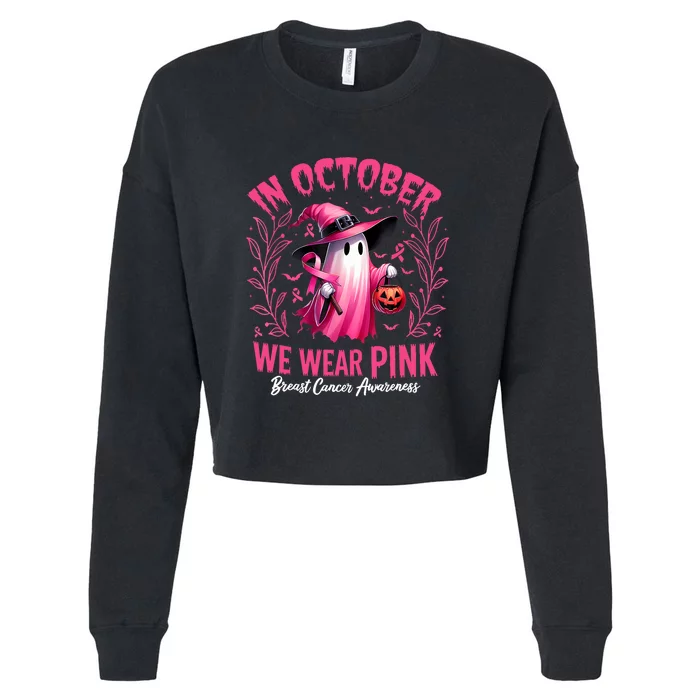 Breast Cancer Halloween In October We Wear Cropped Pullover Crew