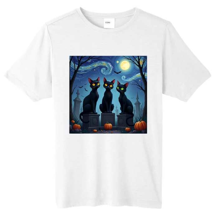 Black Cat Halloween Cat Lovers Starry Night Cat Van Gogh ChromaSoft Performance T-Shirt