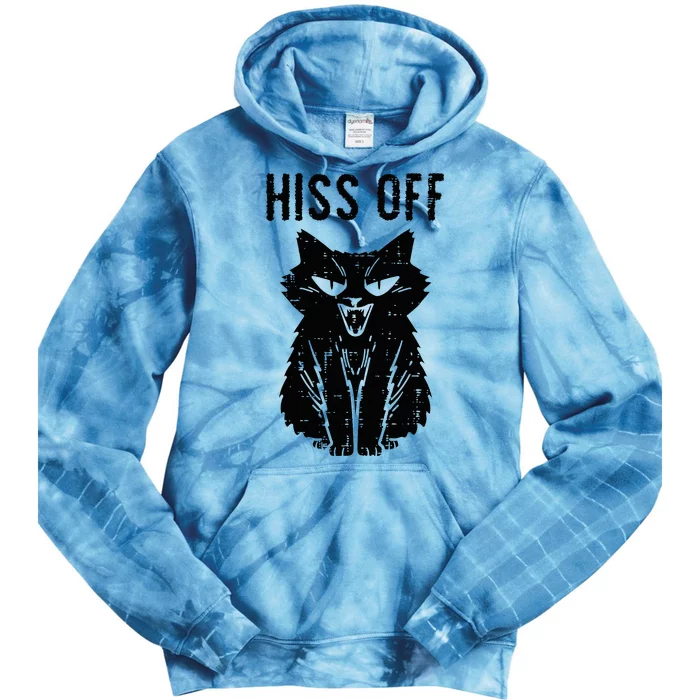 Black Cat Hiss Off Funny Meow Tie Dye Hoodie