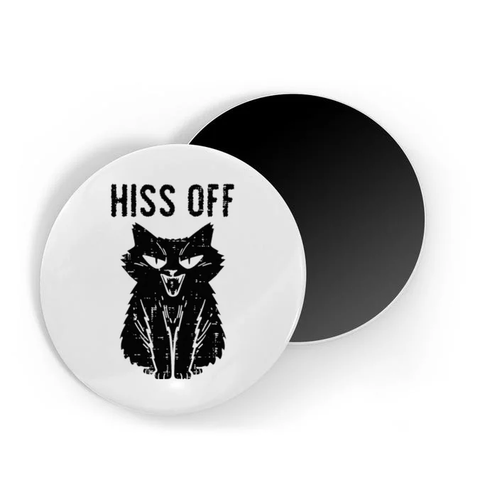 Black Cat Hiss Off Funny Meow Magnet