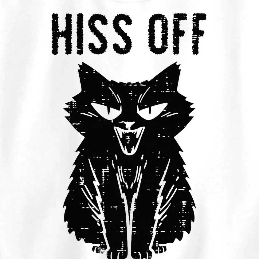 Black Cat Hiss Off Funny Meow Kids Sweatshirt