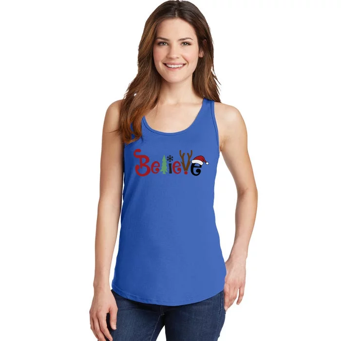 Believe Christmas Holiday Cool Gift Ladies Essential Tank