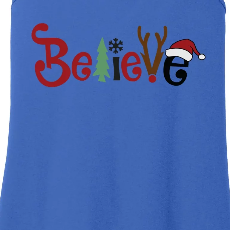 Believe Christmas Holiday Cool Gift Ladies Essential Tank