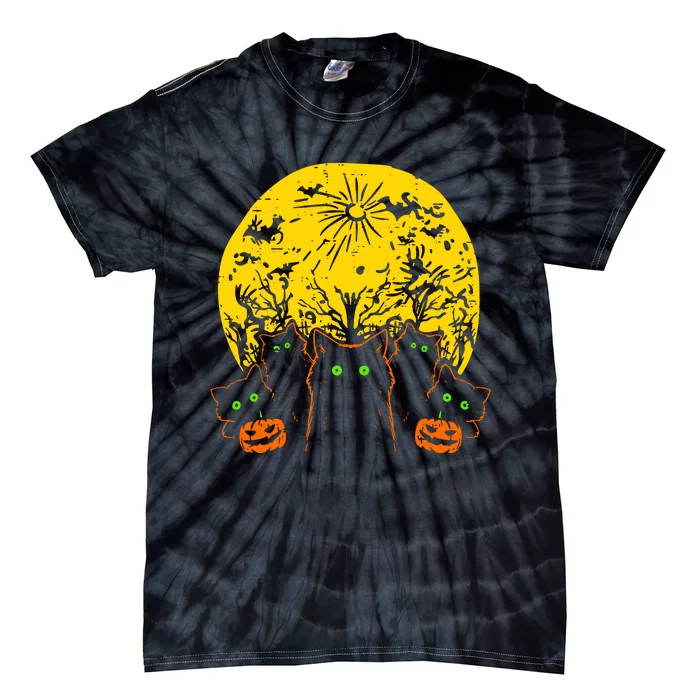 Black Cats Halloween Tie-Dye T-Shirt