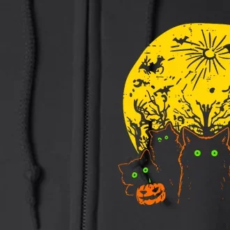 Black Cats Halloween Full Zip Hoodie