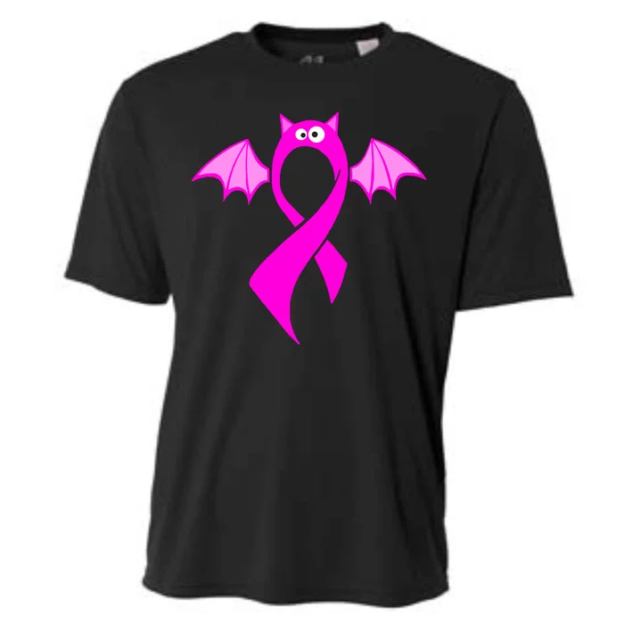 Breast Cancer Halloween Bat Pink Ribbon Cooling Performance Crew T-Shirt