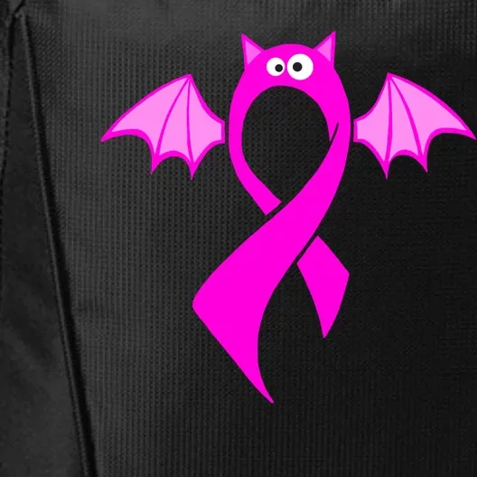 Breast Cancer Halloween Bat Pink Ribbon City Backpack