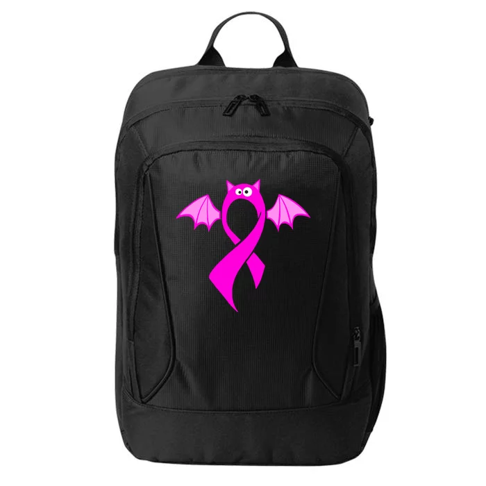 Breast Cancer Halloween Bat Pink Ribbon City Backpack