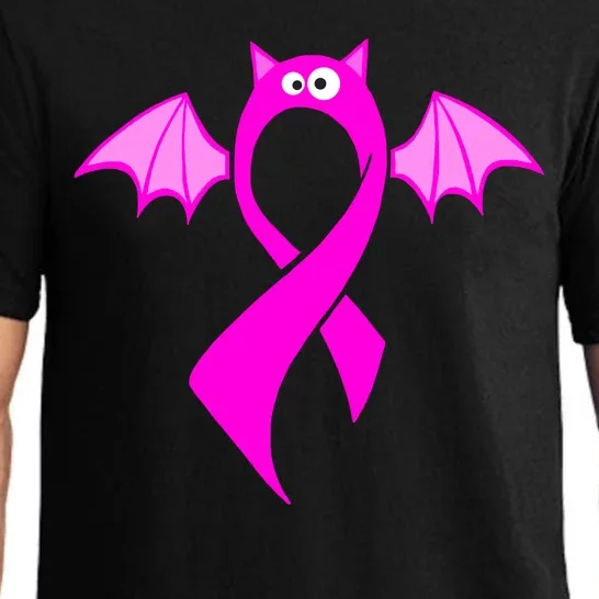 Breast Cancer Halloween Bat Pink Ribbon Pajama Set