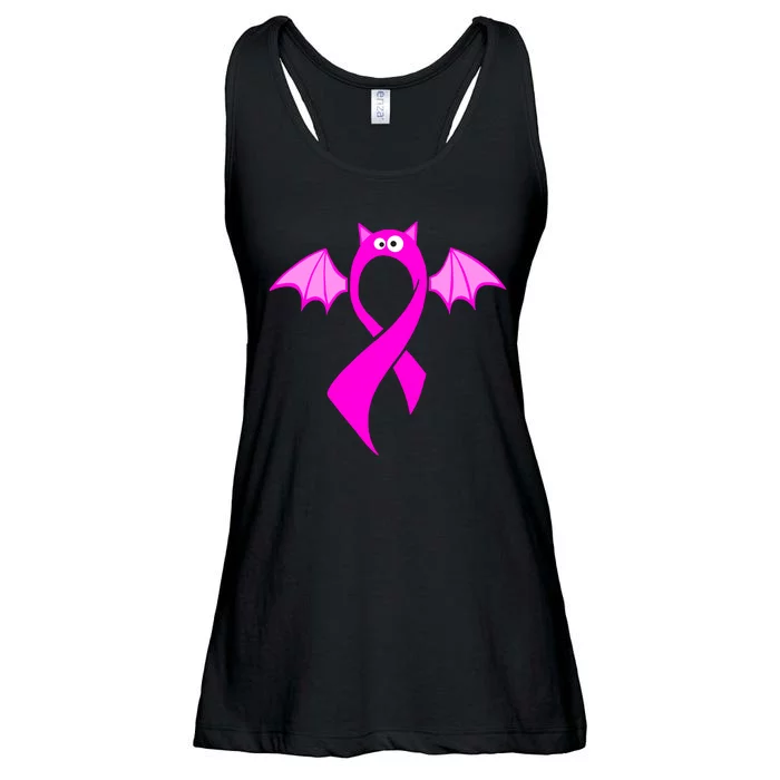 Breast Cancer Halloween Bat Pink Ribbon Ladies Essential Flowy Tank