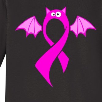 Breast Cancer Halloween Bat Pink Ribbon Baby Long Sleeve Bodysuit