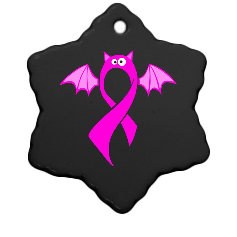 Breast Cancer Halloween Bat Pink Ribbon Christmas Ornament