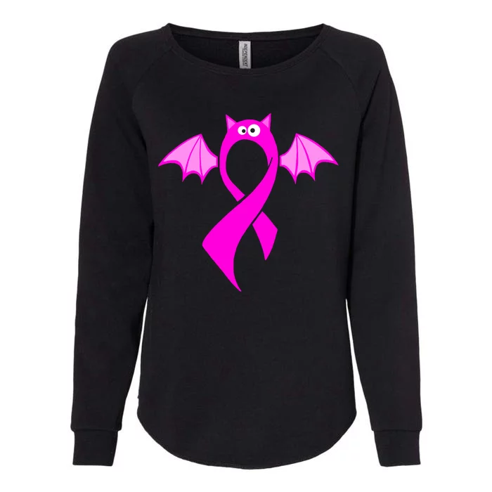 Breast Cancer Halloween Bat Pink Ribbon Womens California Wash Sweatshirt