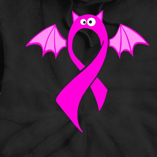 Breast Cancer Halloween Bat Pink Ribbon Tie Dye Hoodie