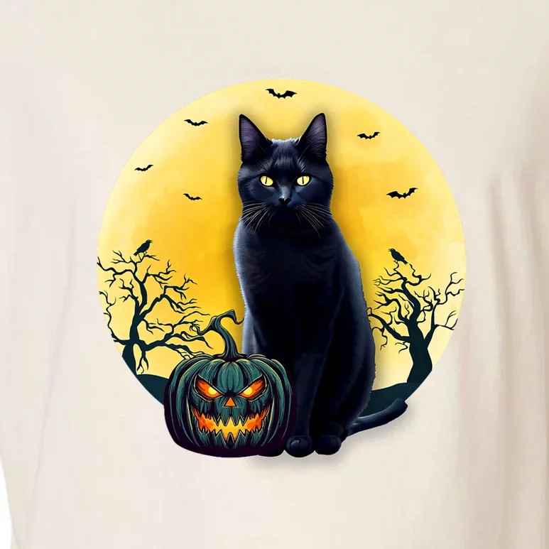 Black Cat Halloween Pumpkin Costume For Kids Garment-Dyed Women's Muscle Tee