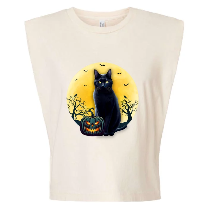 Black Cat Halloween Pumpkin Costume For Kids Garment-Dyed Women's Muscle Tee